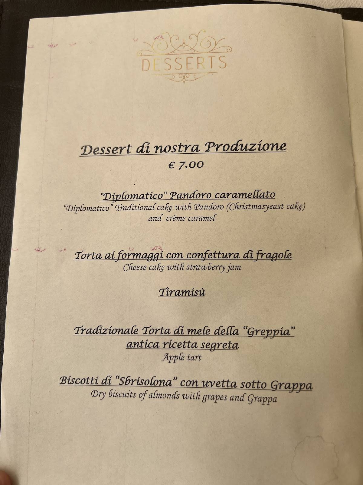 Menu di Ristorante Greppia 