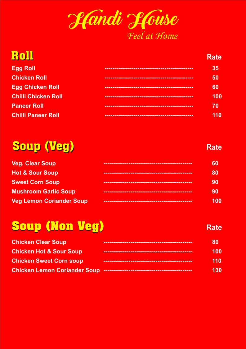 Handi House menu