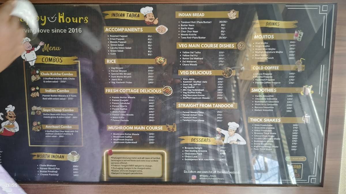 Happy Hours menu
