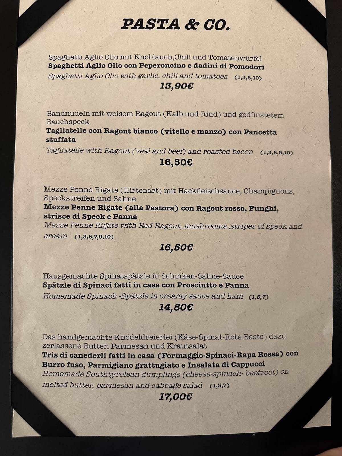 Menu di Restaurant Hasen Jos 