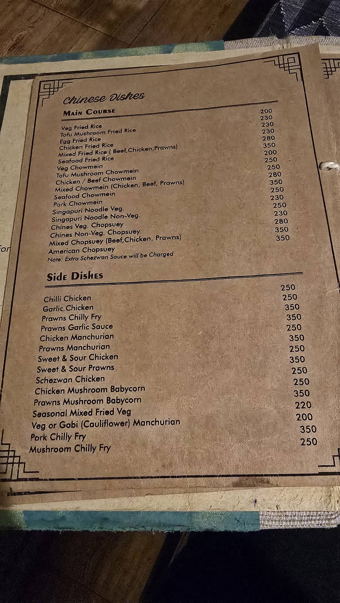 Himalaya Bar and restaurant menu