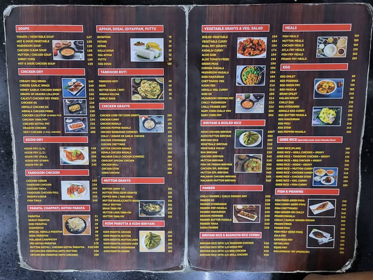 Hotel Crescent, Nungambakkam menu