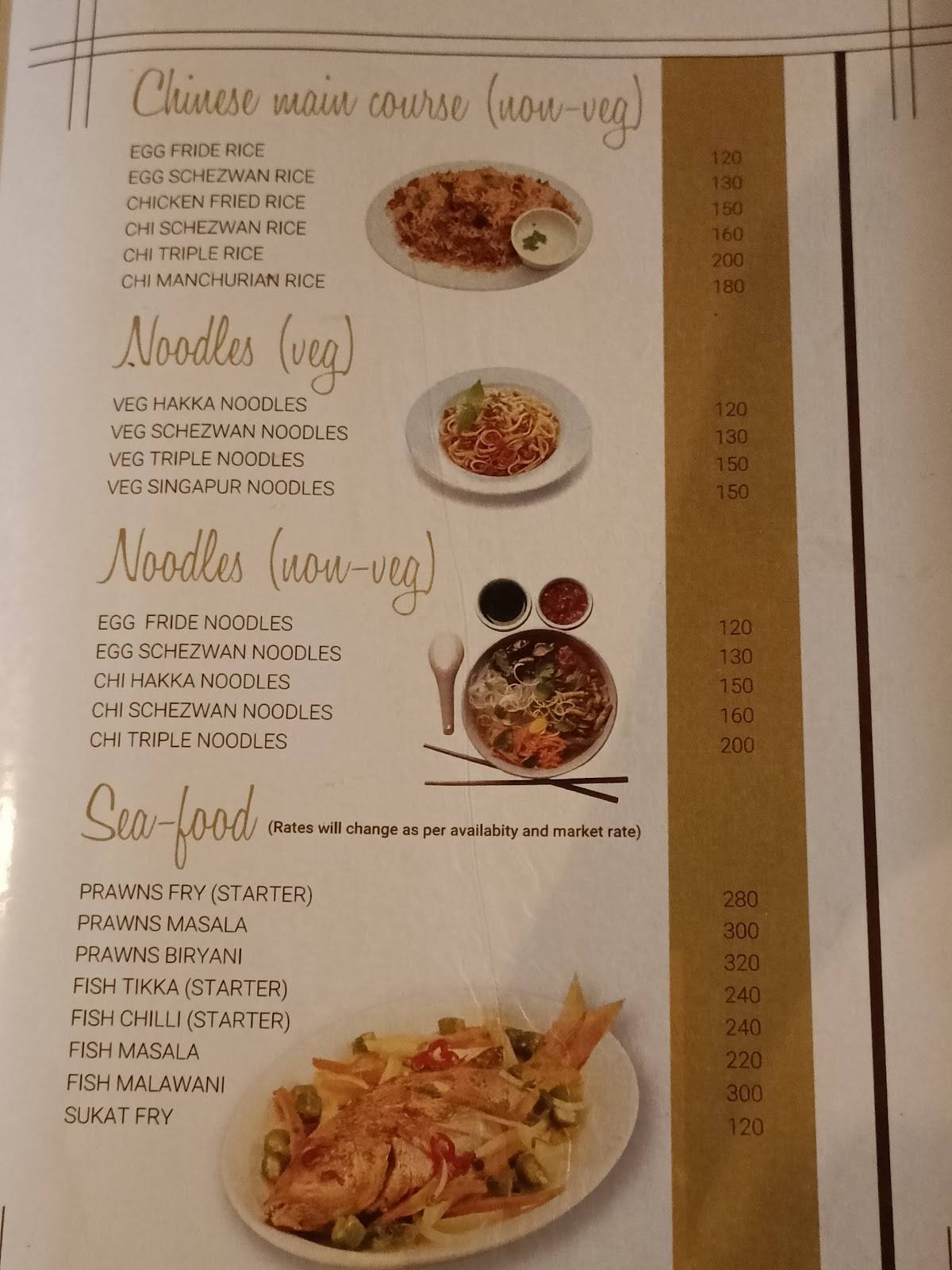 Hotel Swad Family Restaurant menu