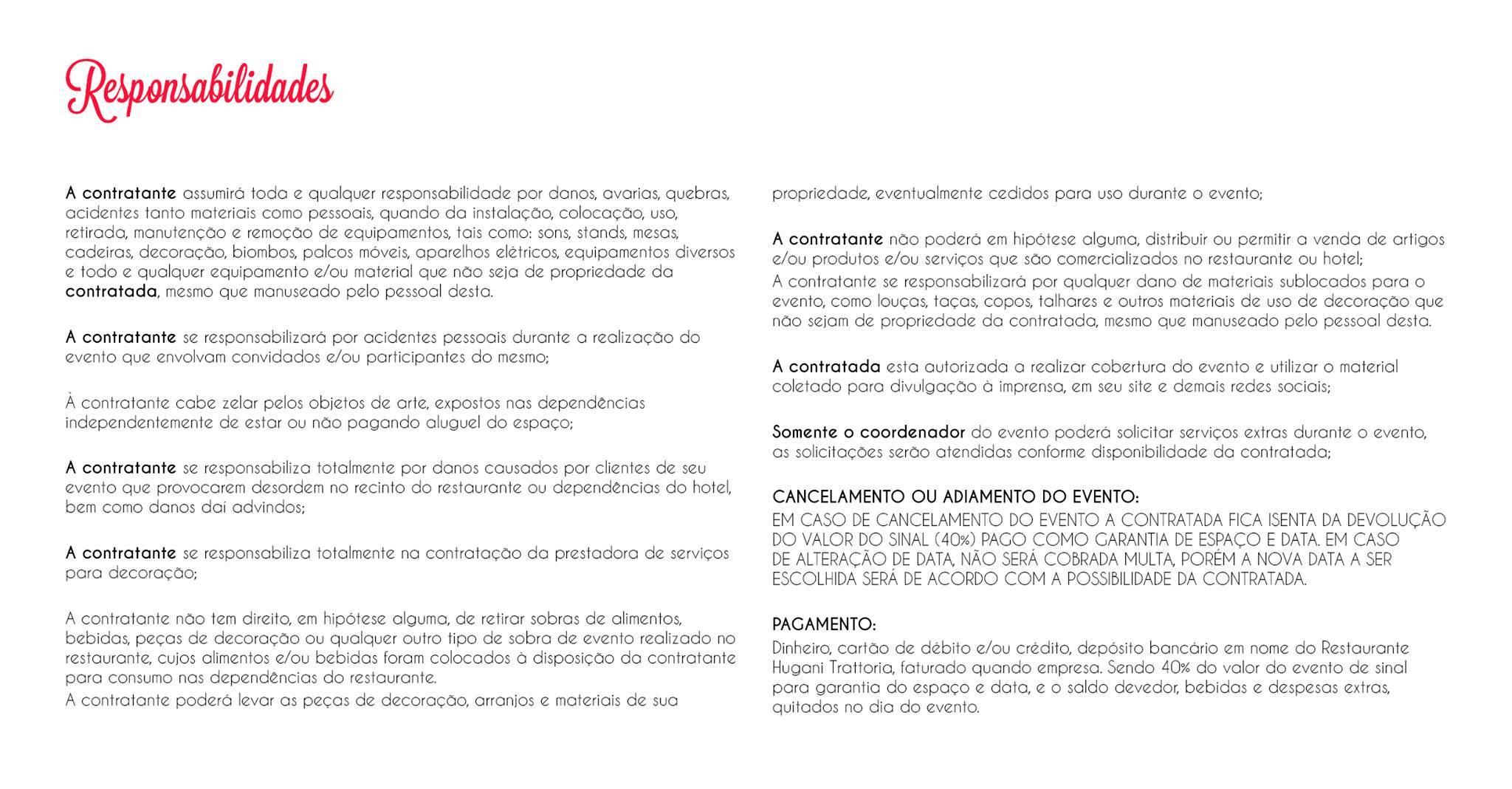 Hugani Restaurante cardápio