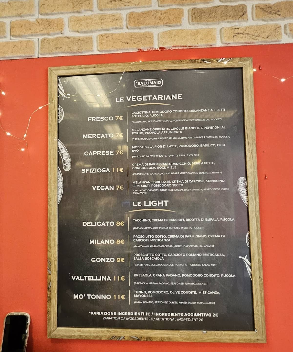 Menu di IL SALUMAIO 