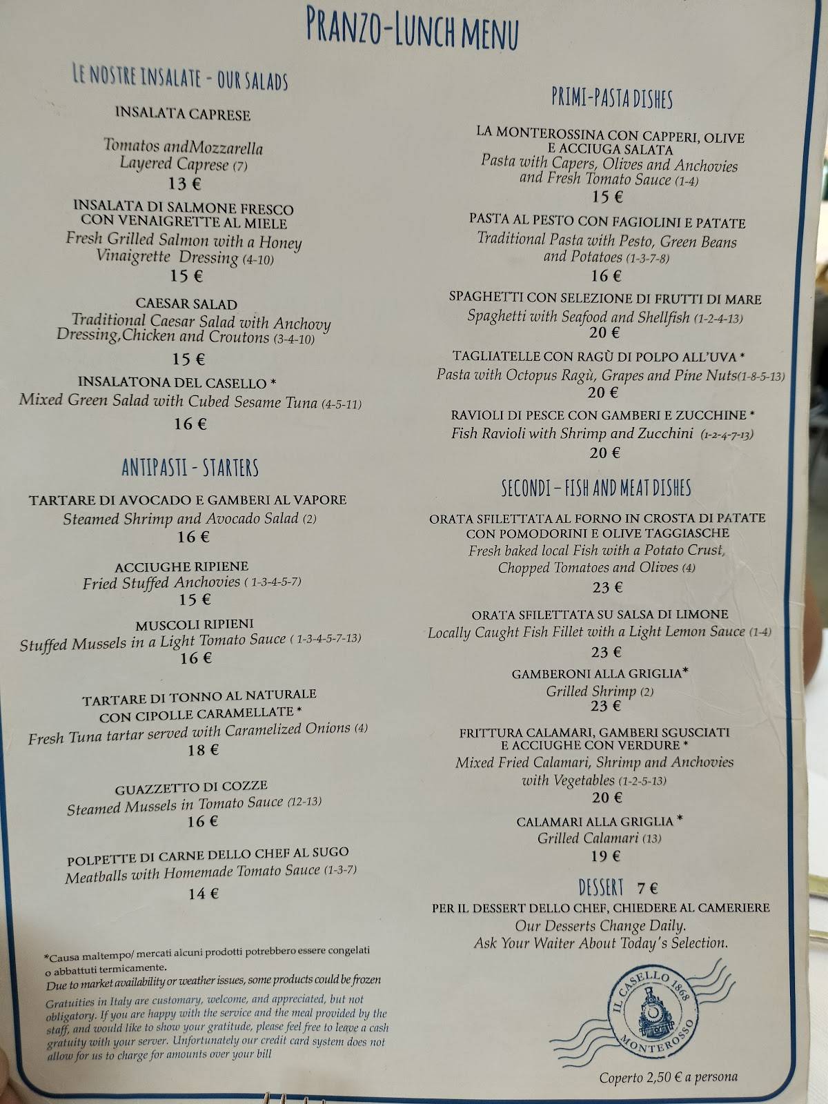 Menu di Il Casello 