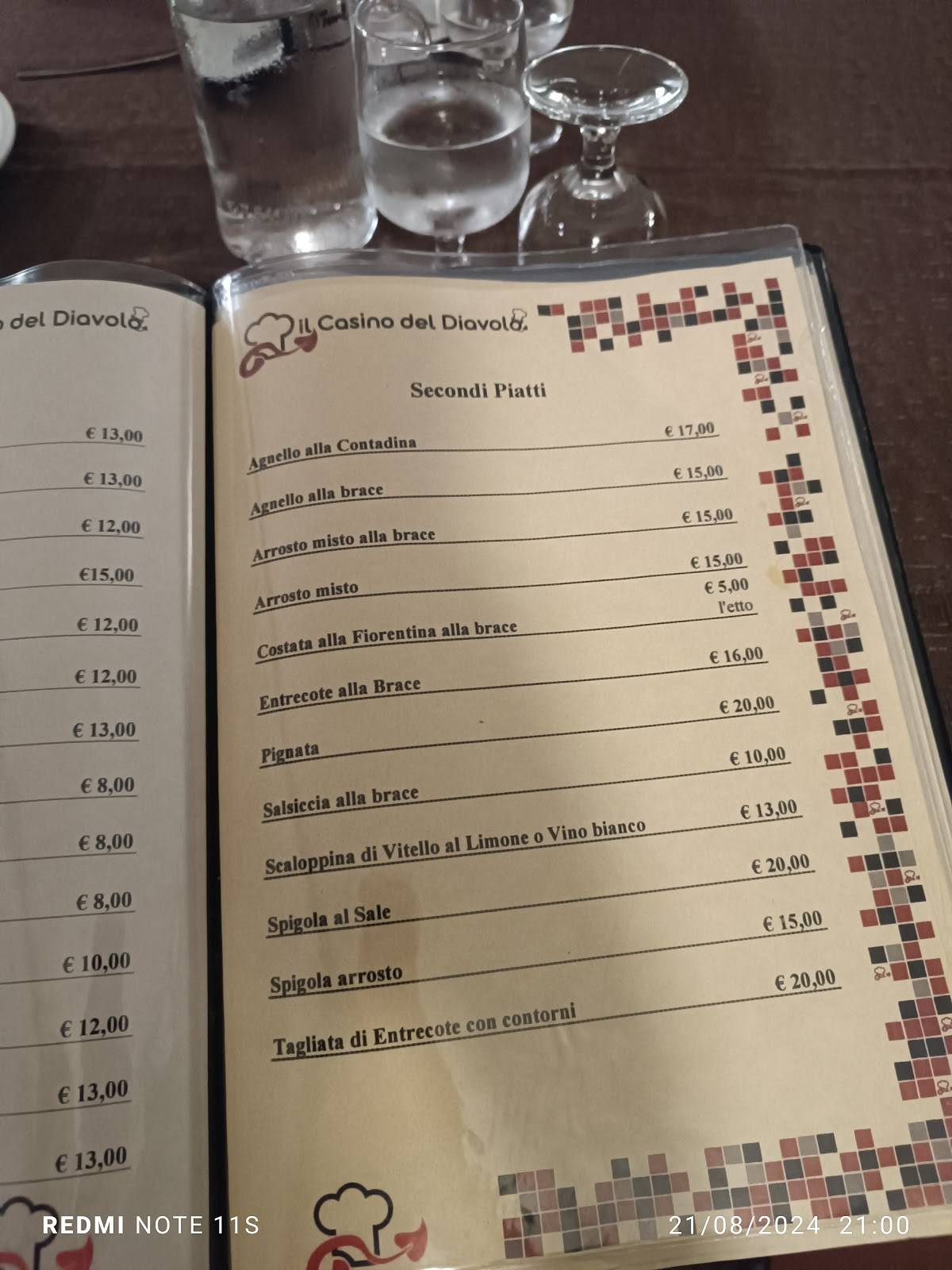 Menu di Il Casino del Diavolo 