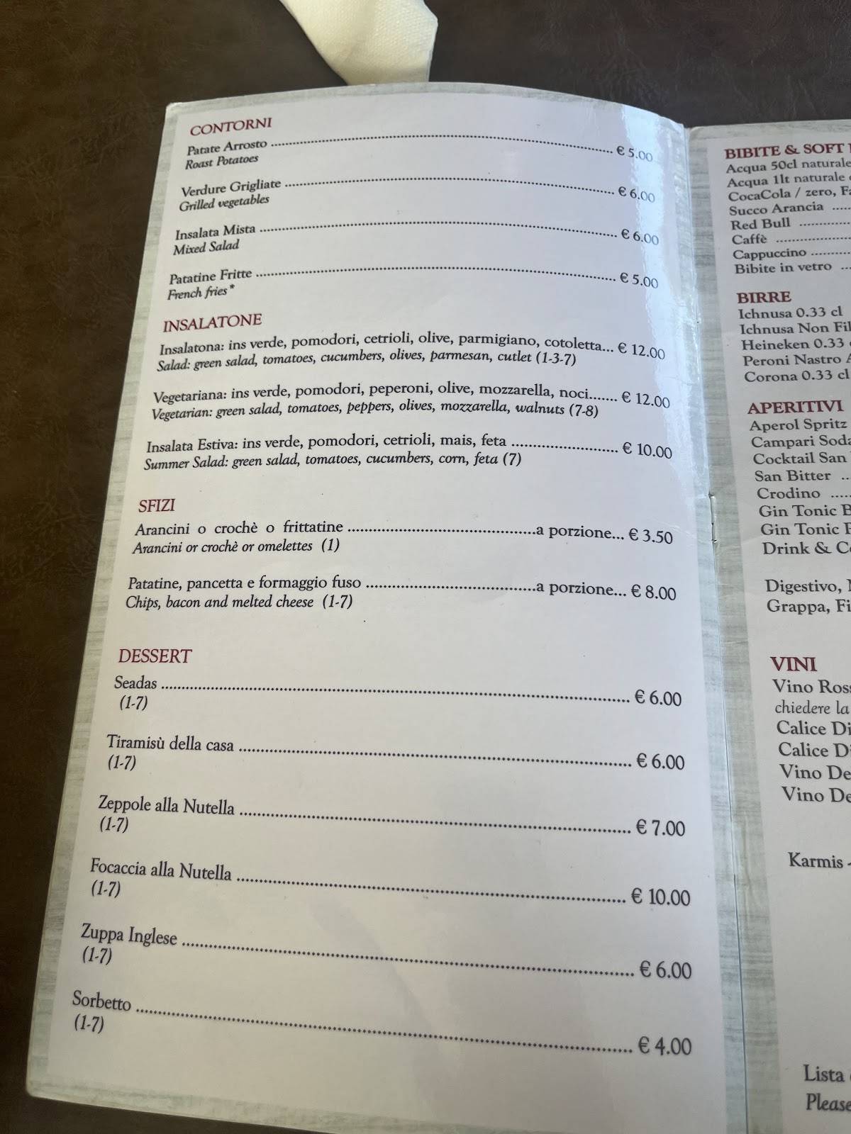 Menu di In Grano Pizzeria 