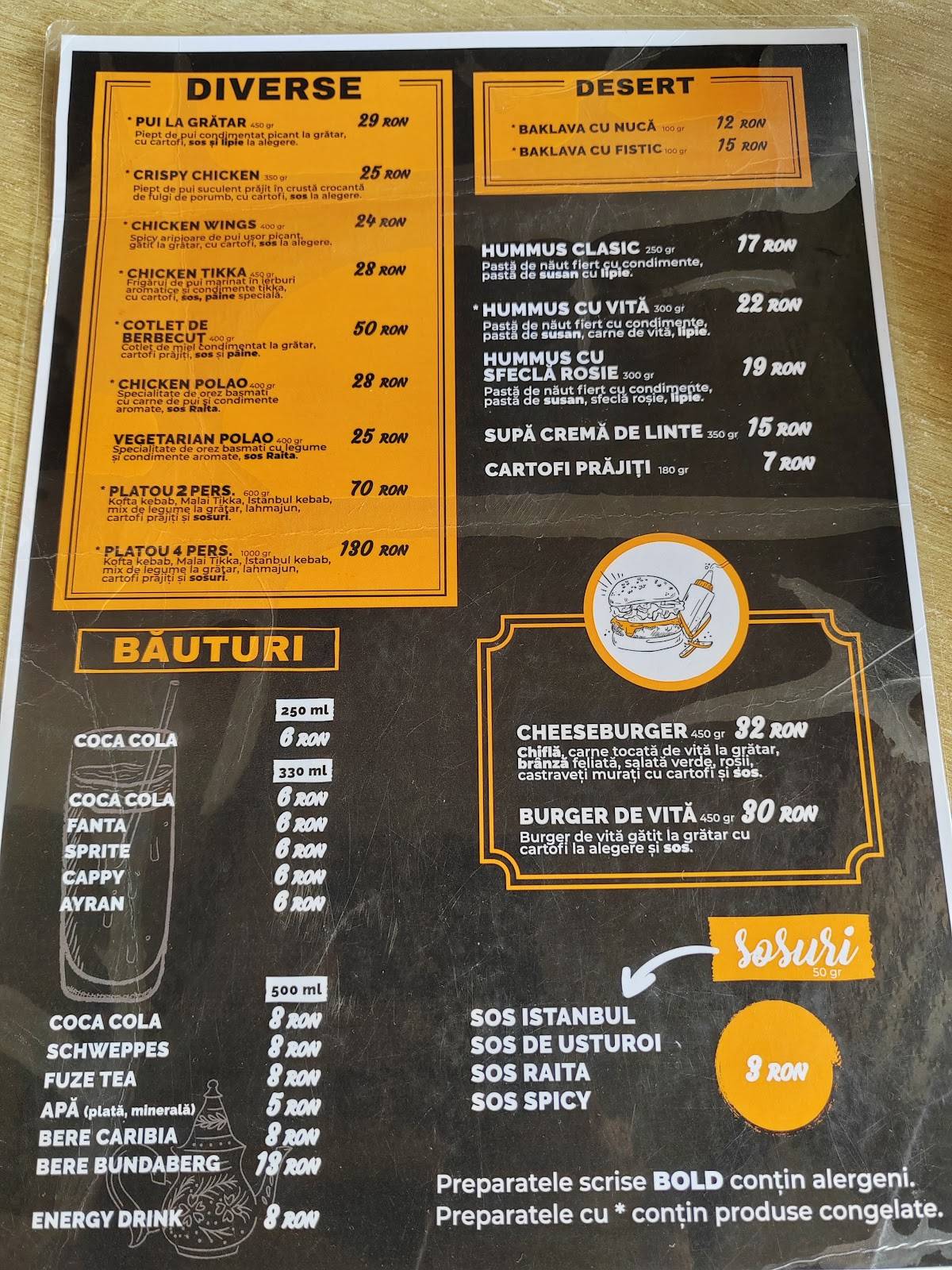 Menu at Istanbul Kebab House - Baia Mare, Baia Mare