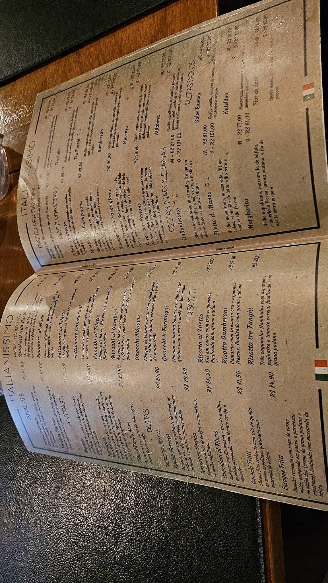 Italianíssimo cardápio