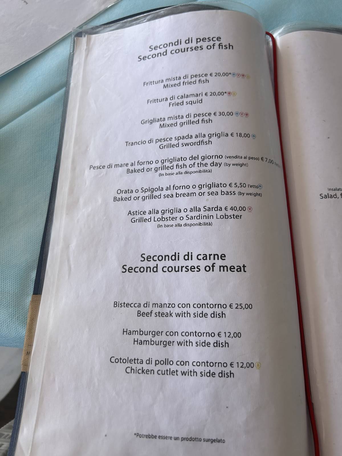 Menu di Itinera Beach - Turistica Service 