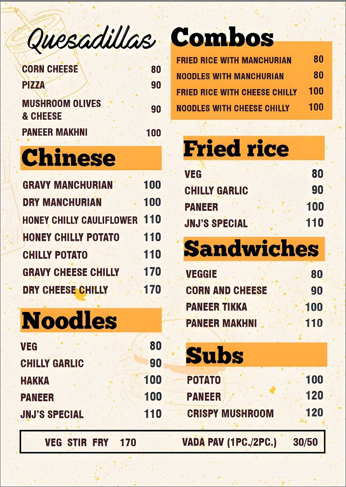 JnJ's menu
