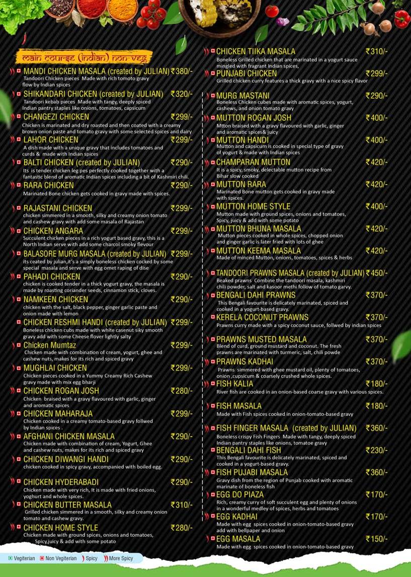 Julian Restaurant menu