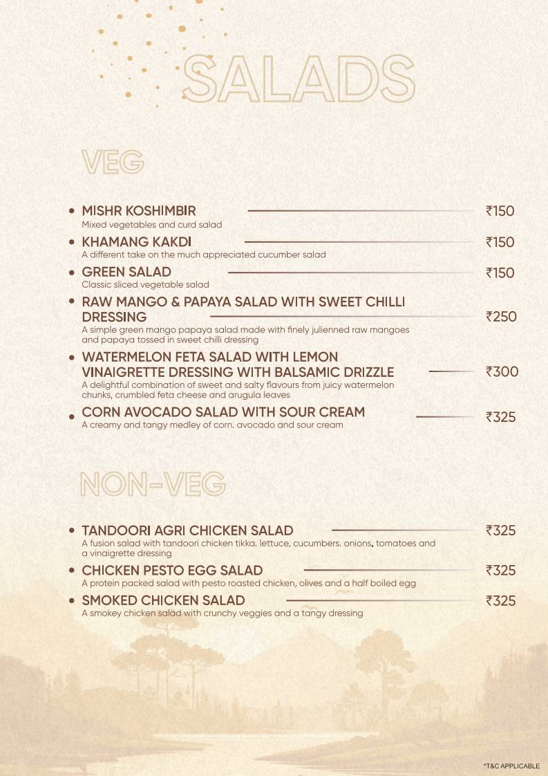 Kath N Ghat restaurant menu