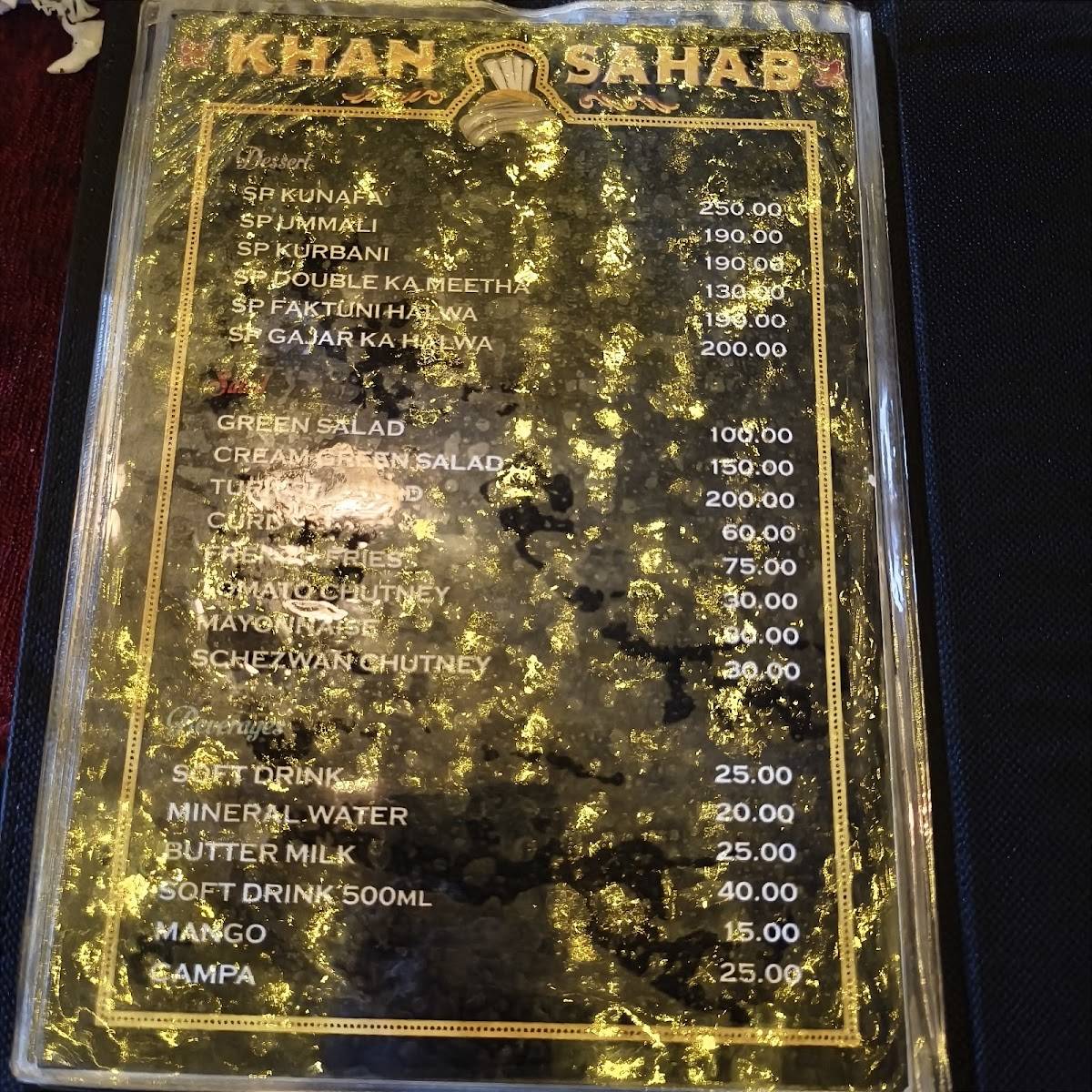 Khan Sahab Flavours Of India menu