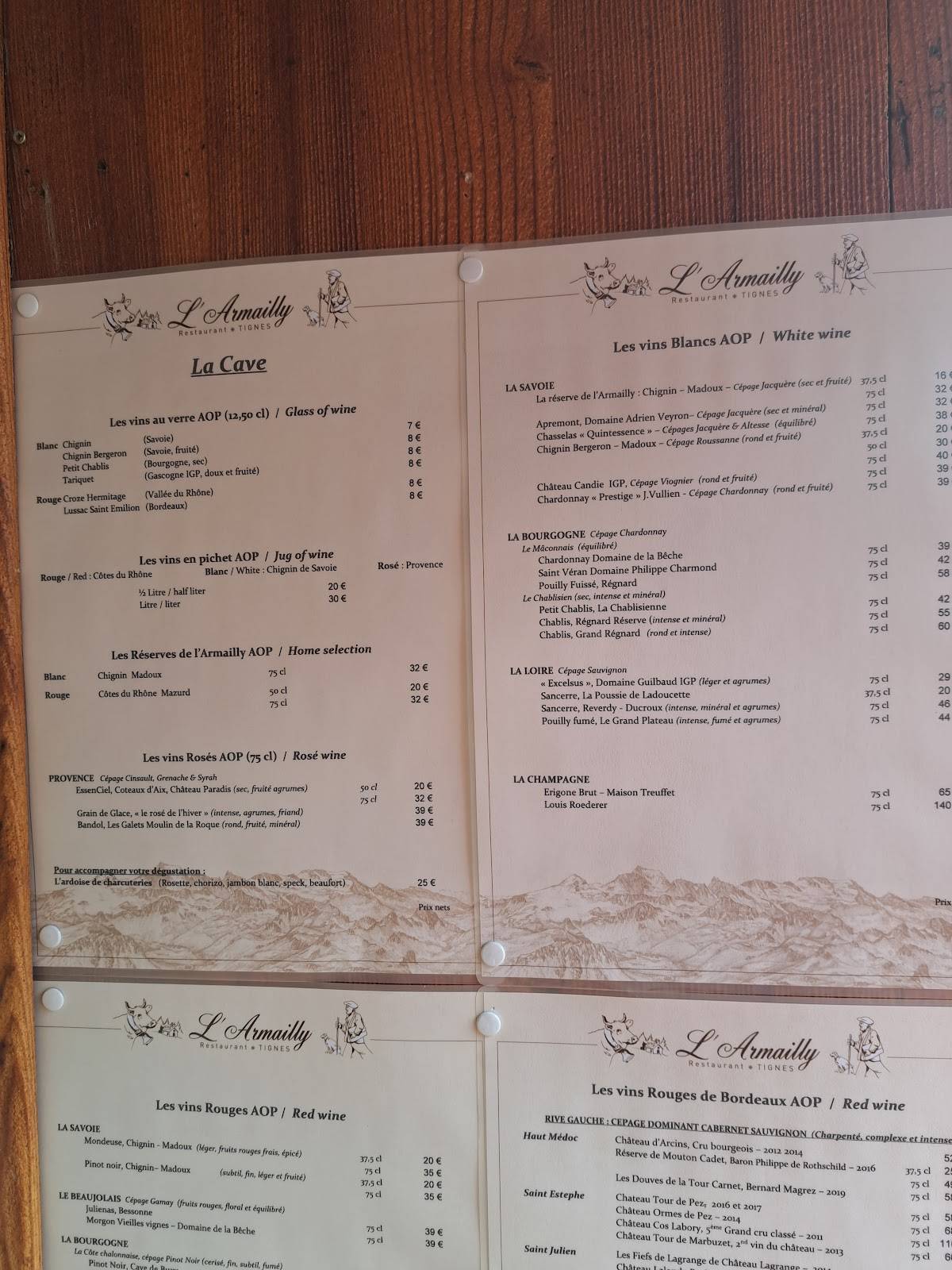 Menu de L'Armailly