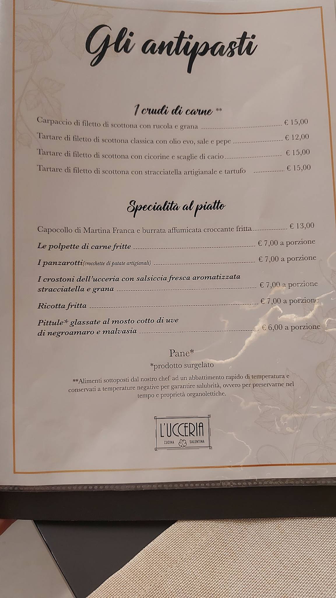 Menu di L'Ucceria_ Cucina Salentina e carni alla griglia 