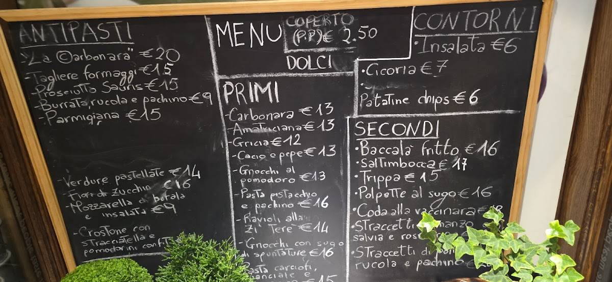 Menu di La Carbonara (Monti) 
