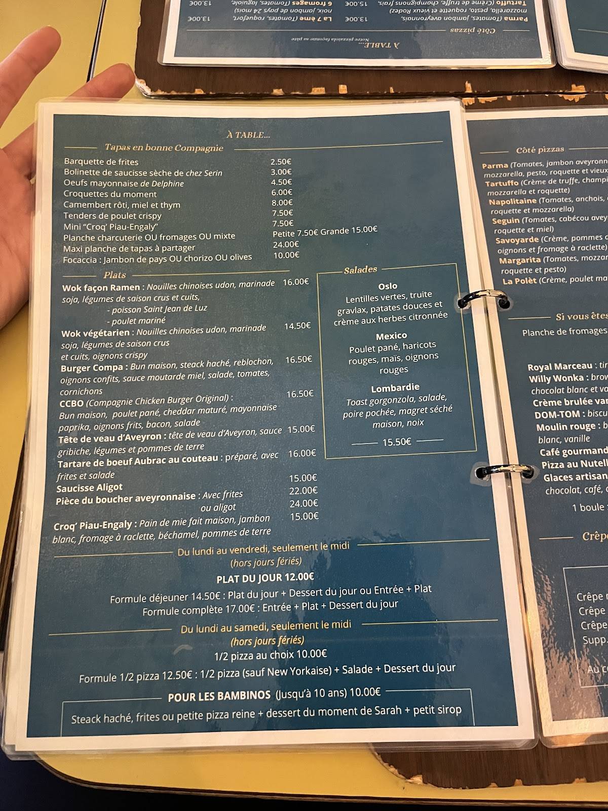 Menu de Restaurant La Compagnie Rodez