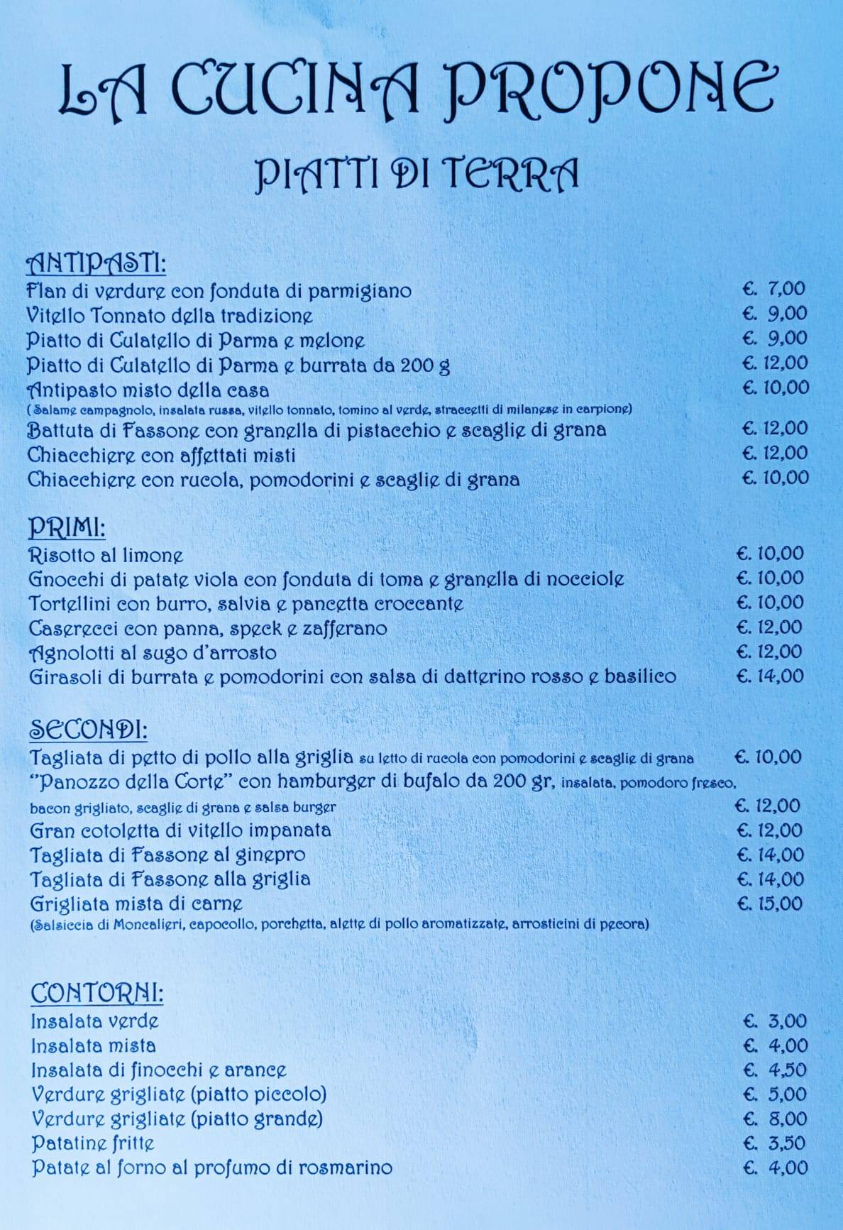 Menu di La Corte Ristorante Pizzeria None 