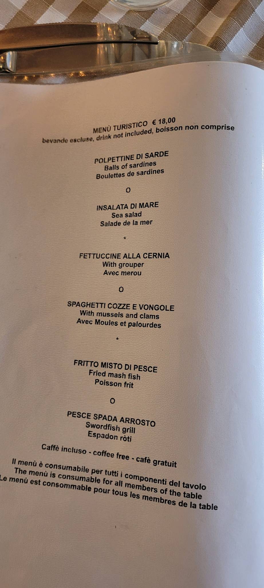 Menu di La Gondola 