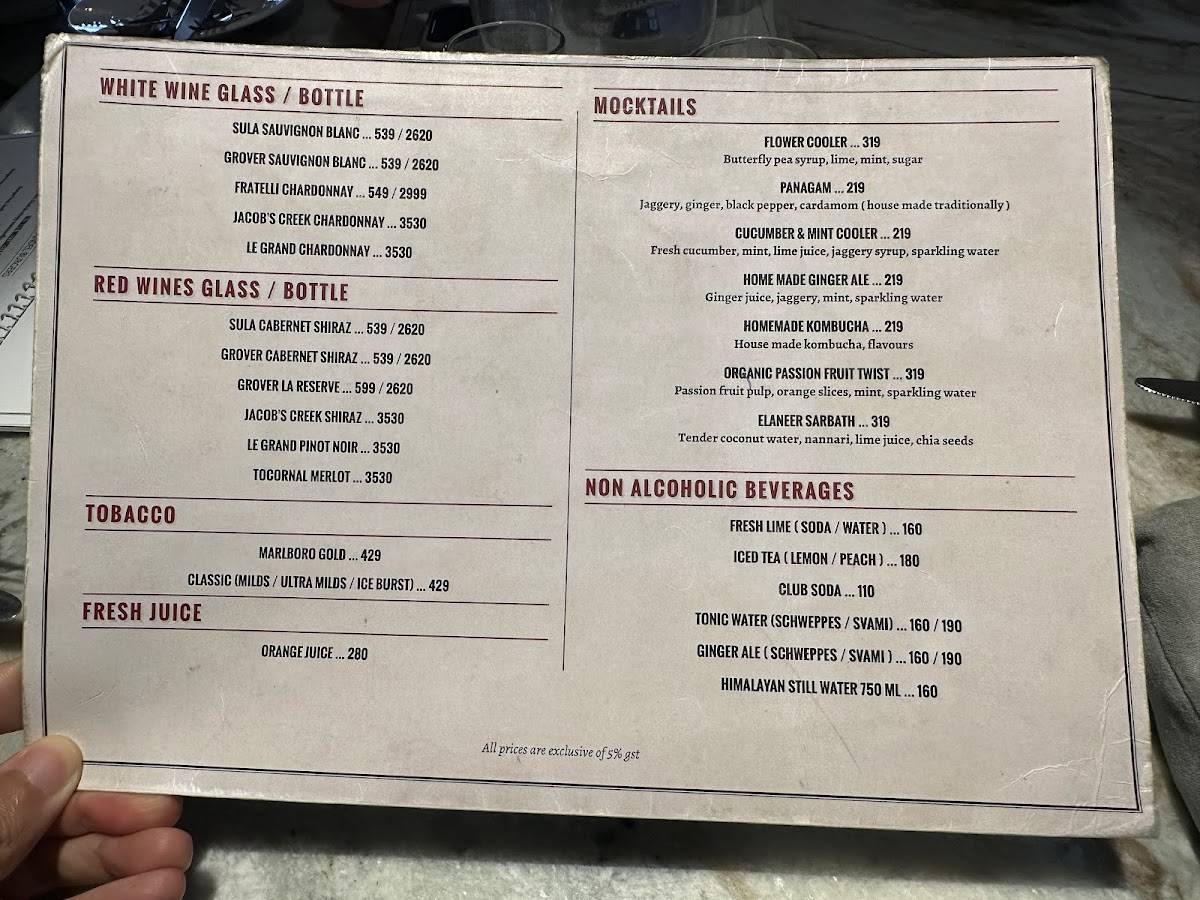 La Maison Rose menu