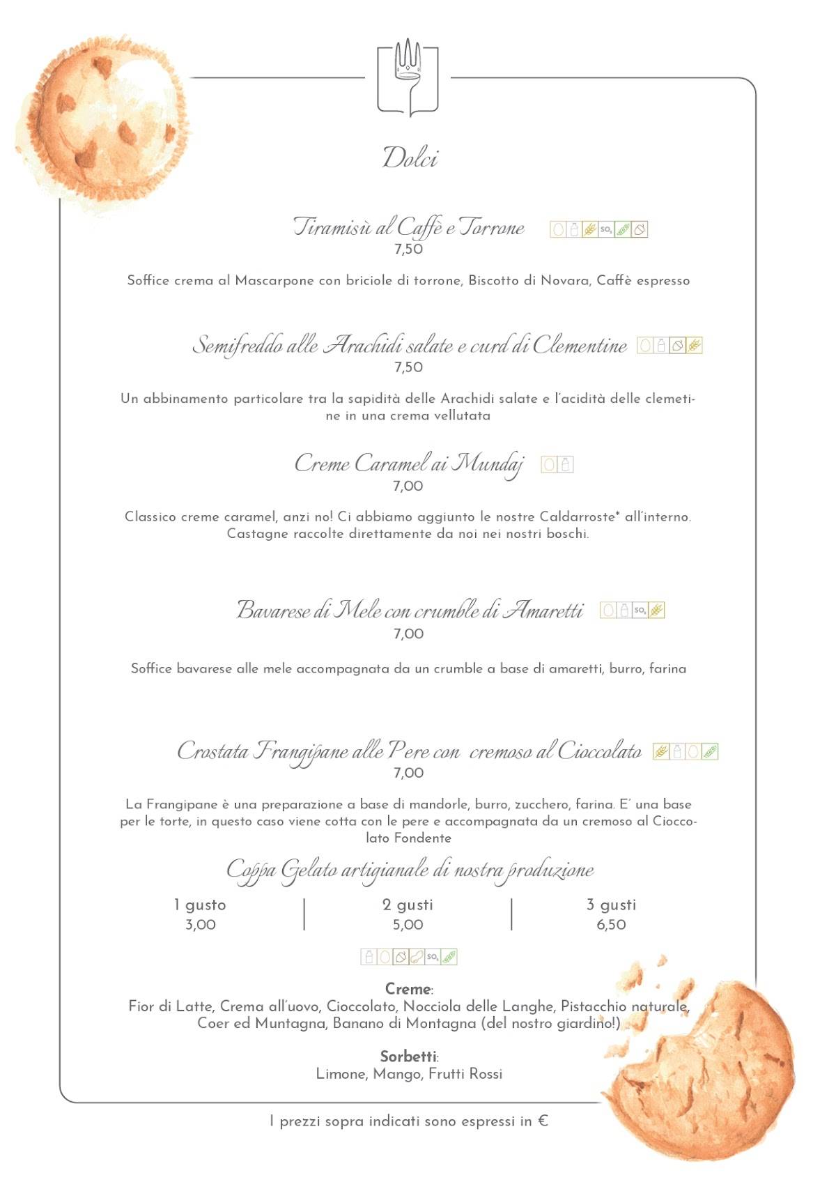 Menu di La Regia Fabbrica dei Gusti 