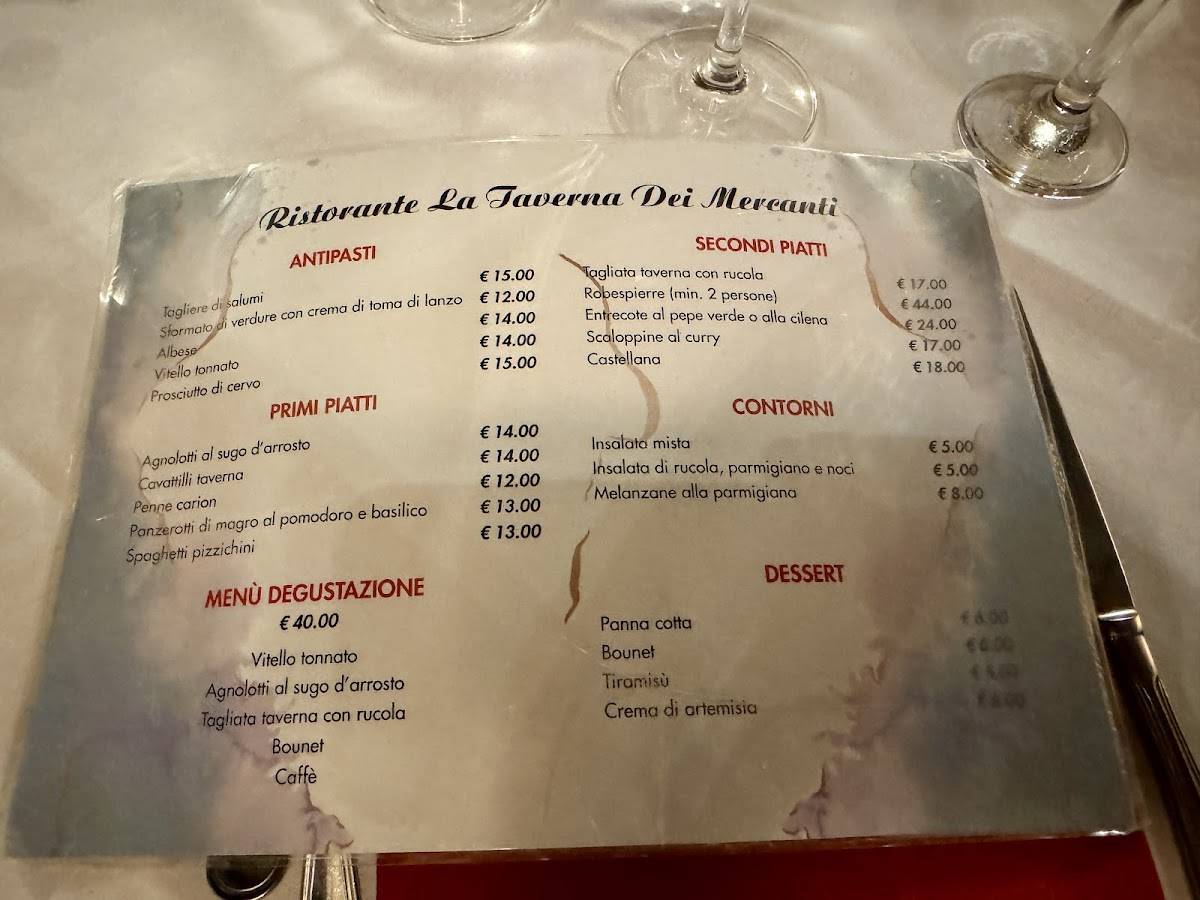 Menu di La Taverna Dei Mercanti 