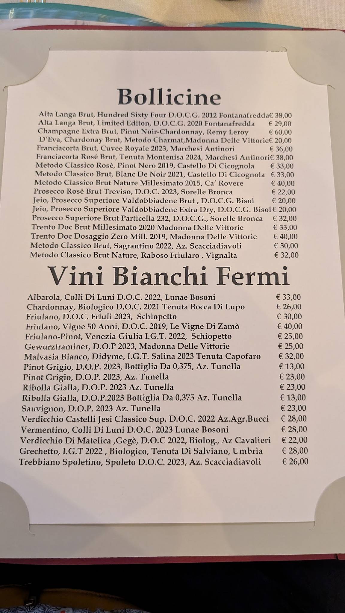 Menu di Laido e Corrotto 