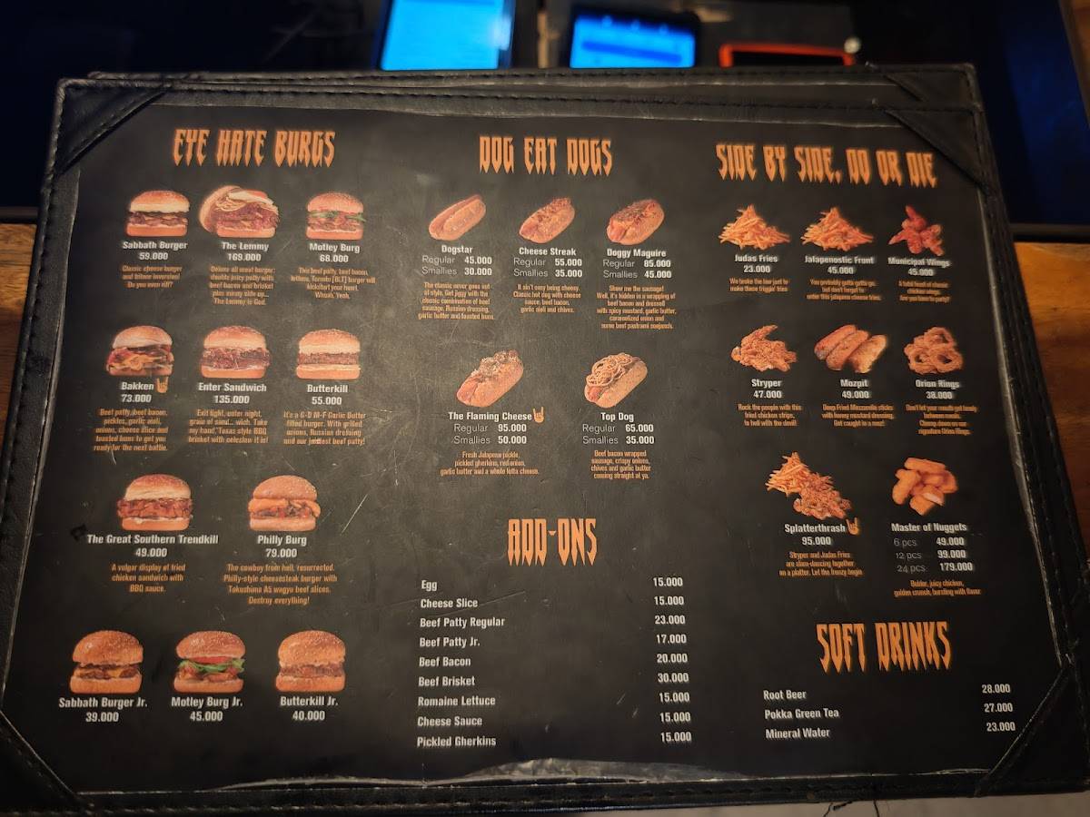 Menu at Lawless Burgerbar Menteng, Central Jakarta, Jl. H. Agus Salim No.60