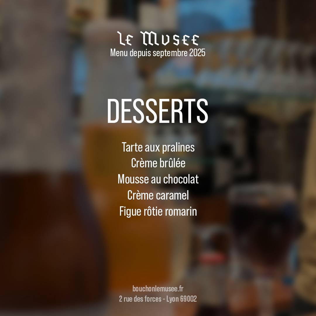 Menu de Restaurant Le Musée