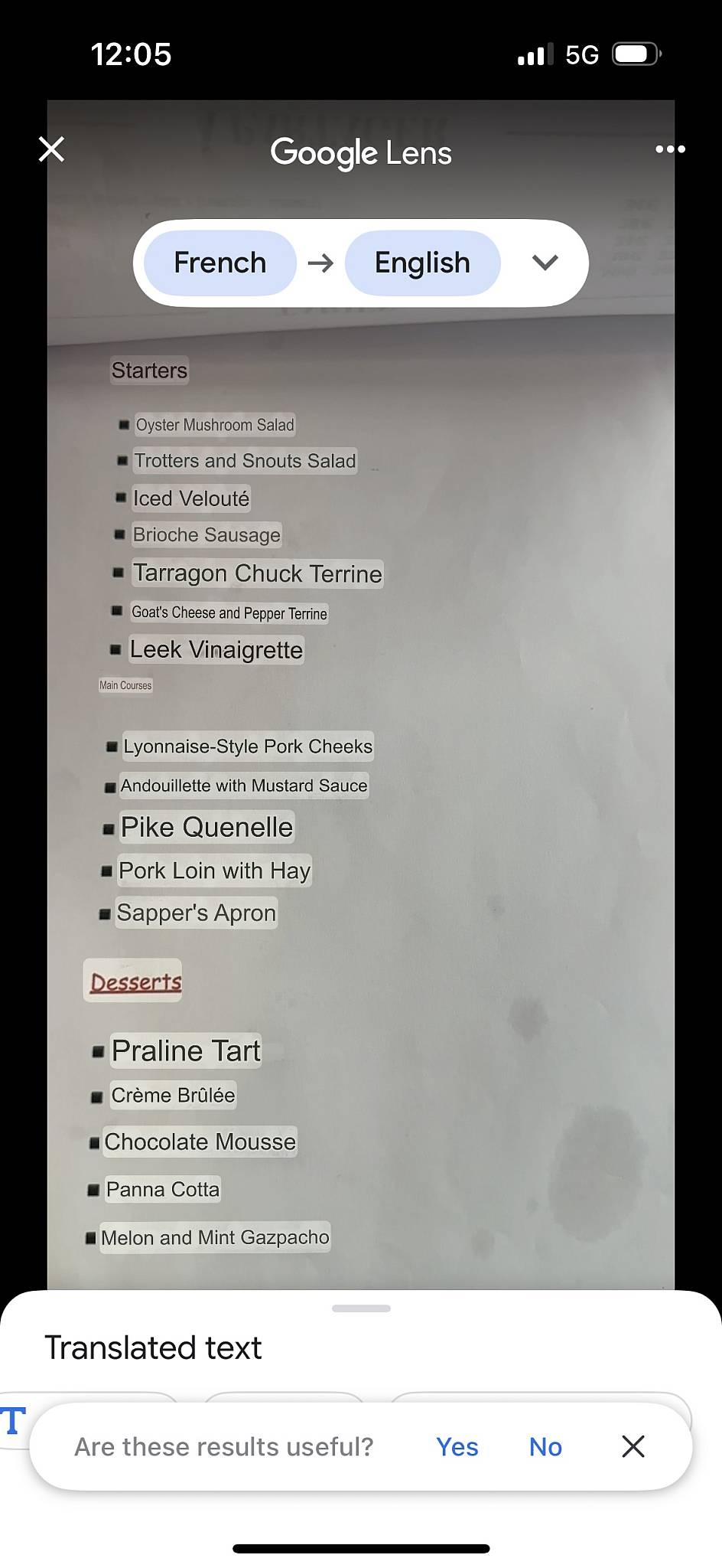 Menu de Restaurant Le Musée