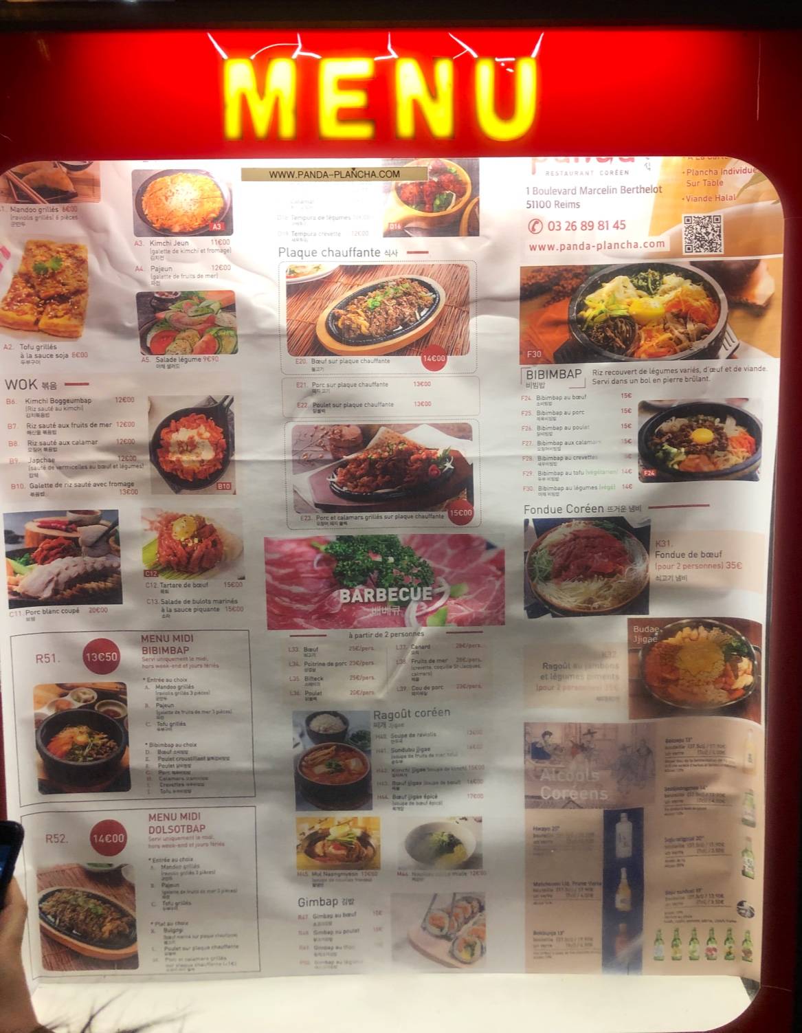 Menu de Le Panda