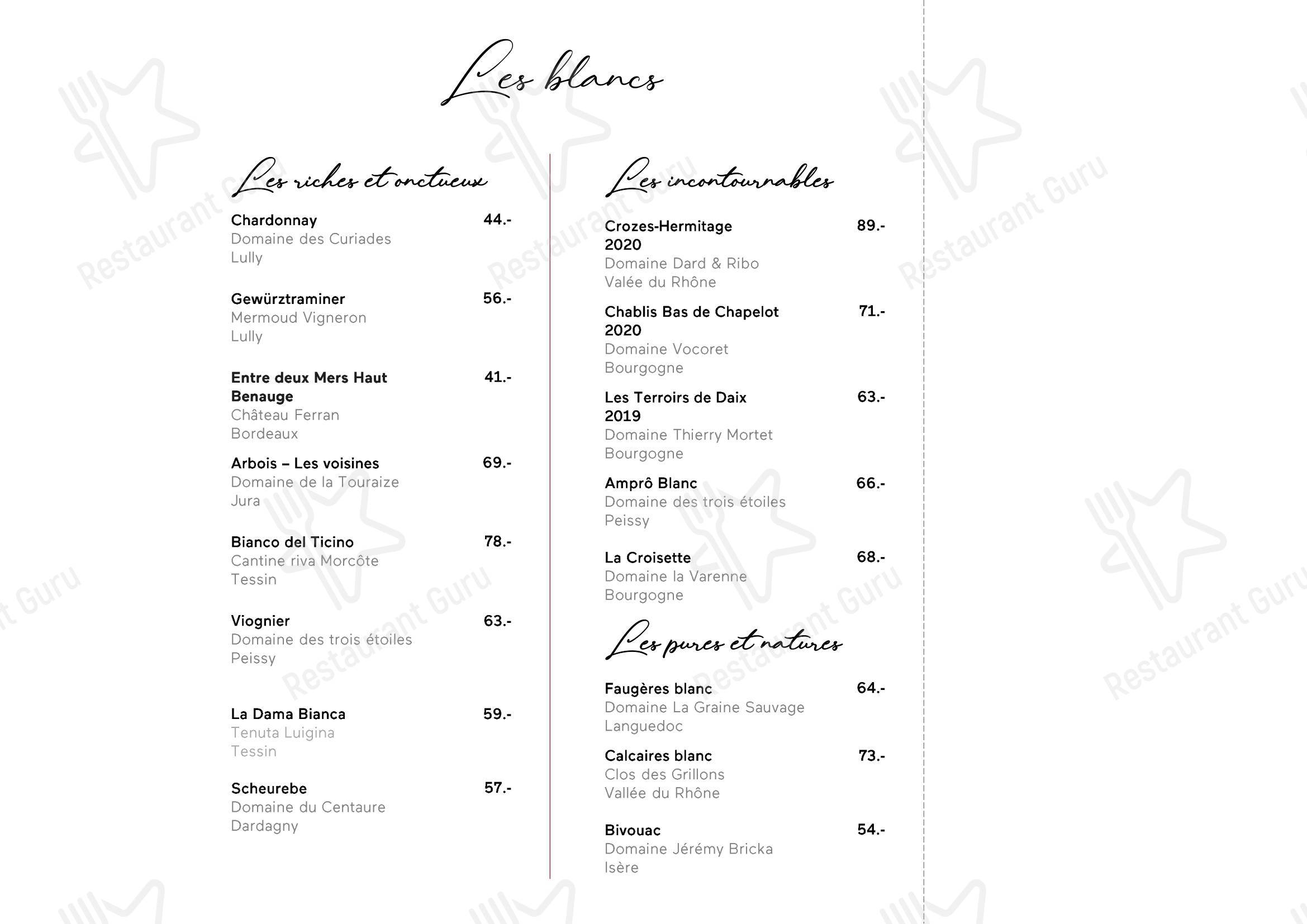 Menu di Restaurant Le Tourbillon - Основное меню