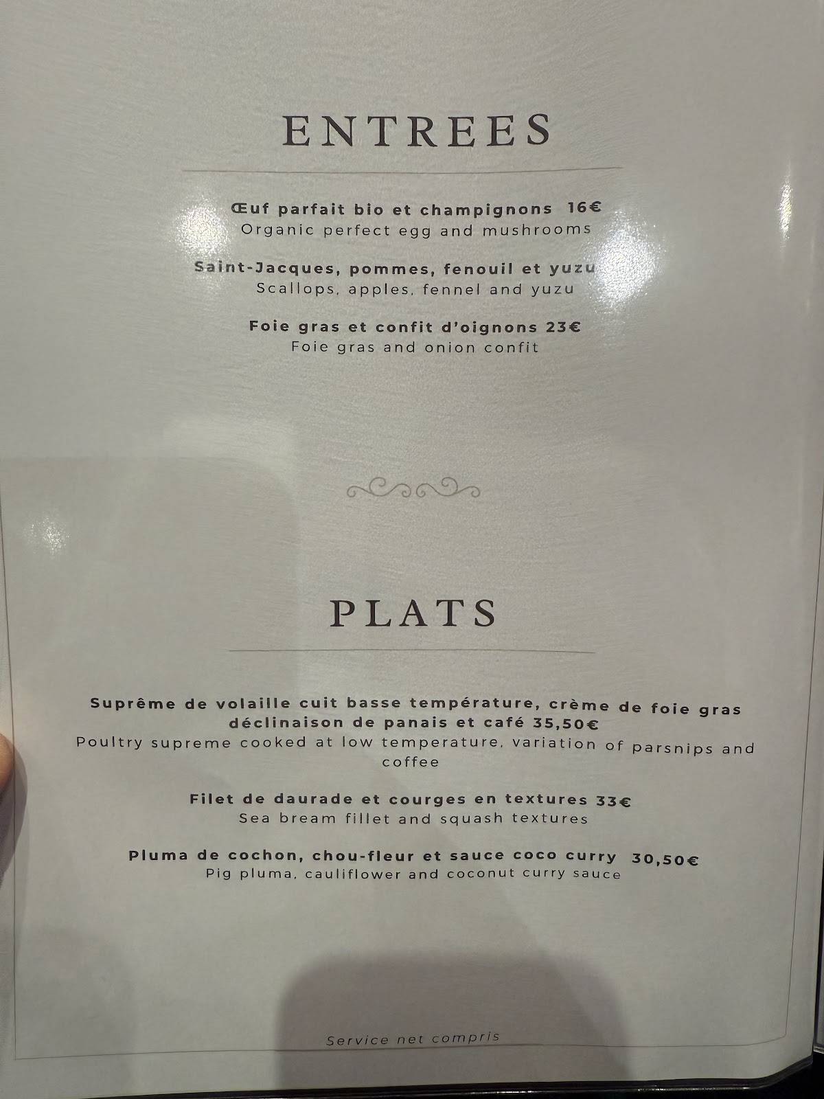 Menu de Le V-Four