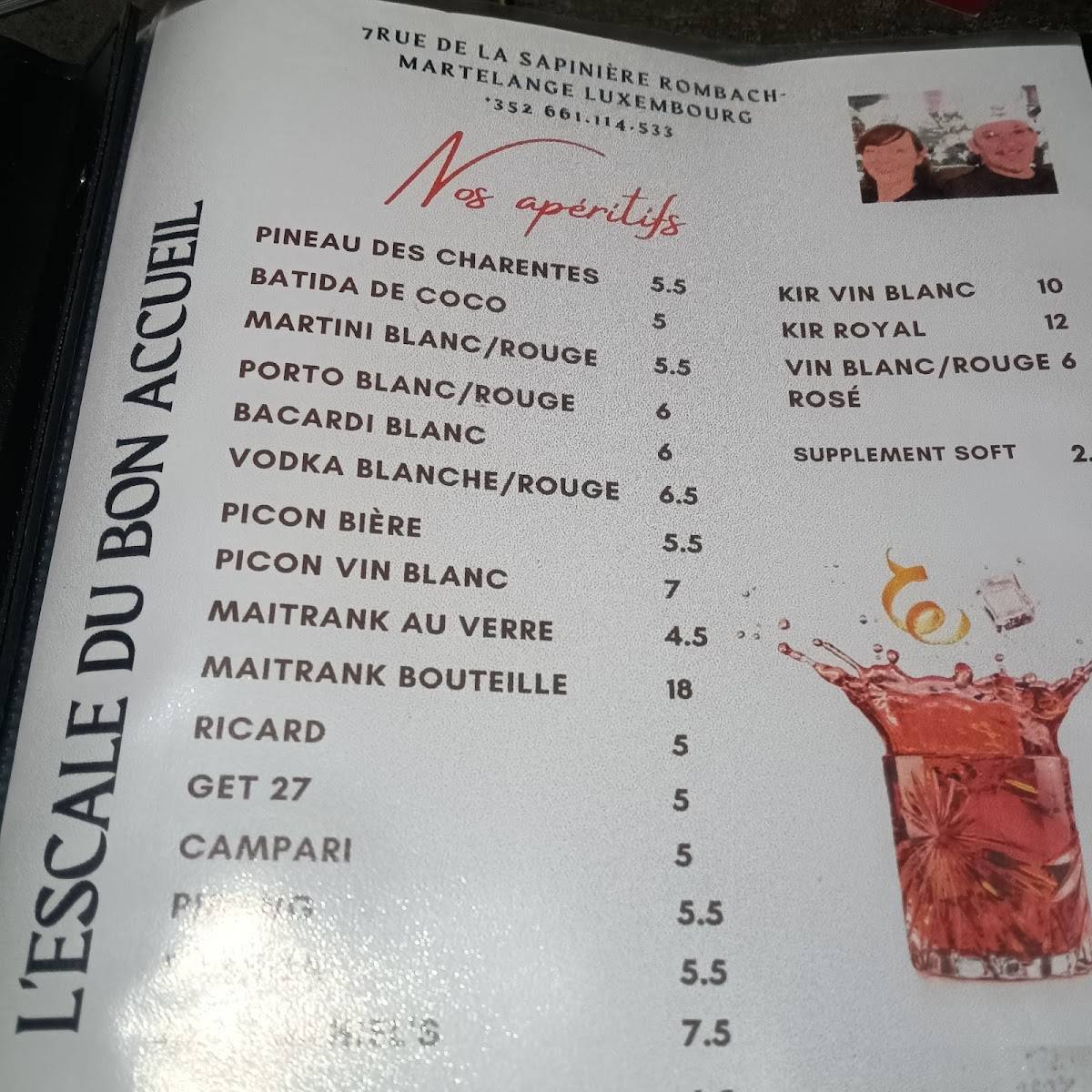 Menu de L'escale Grecque (du bon accueil)