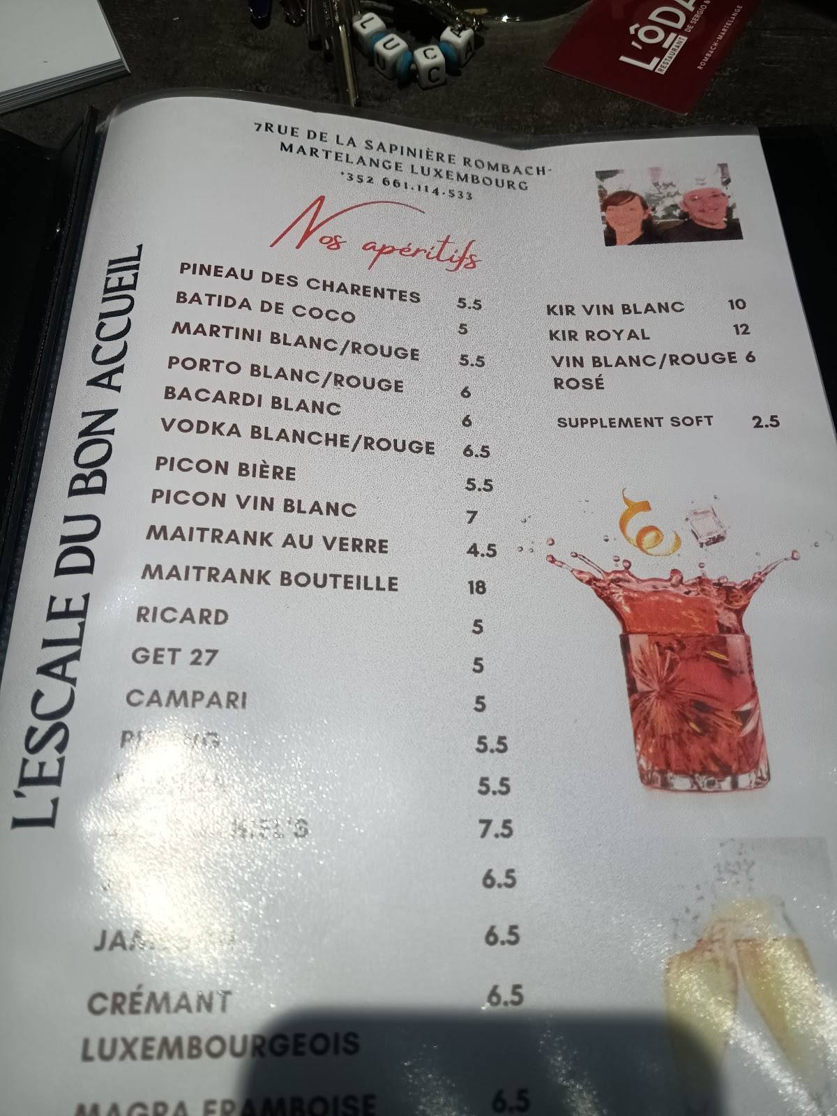 Menu de L'escale Grecque (du bon accueil)