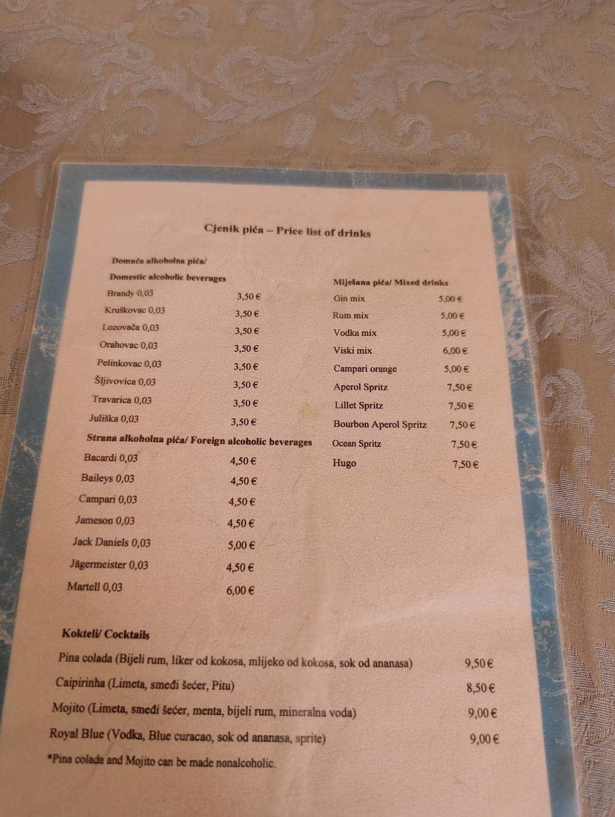 Menu di Restaurant MORE 