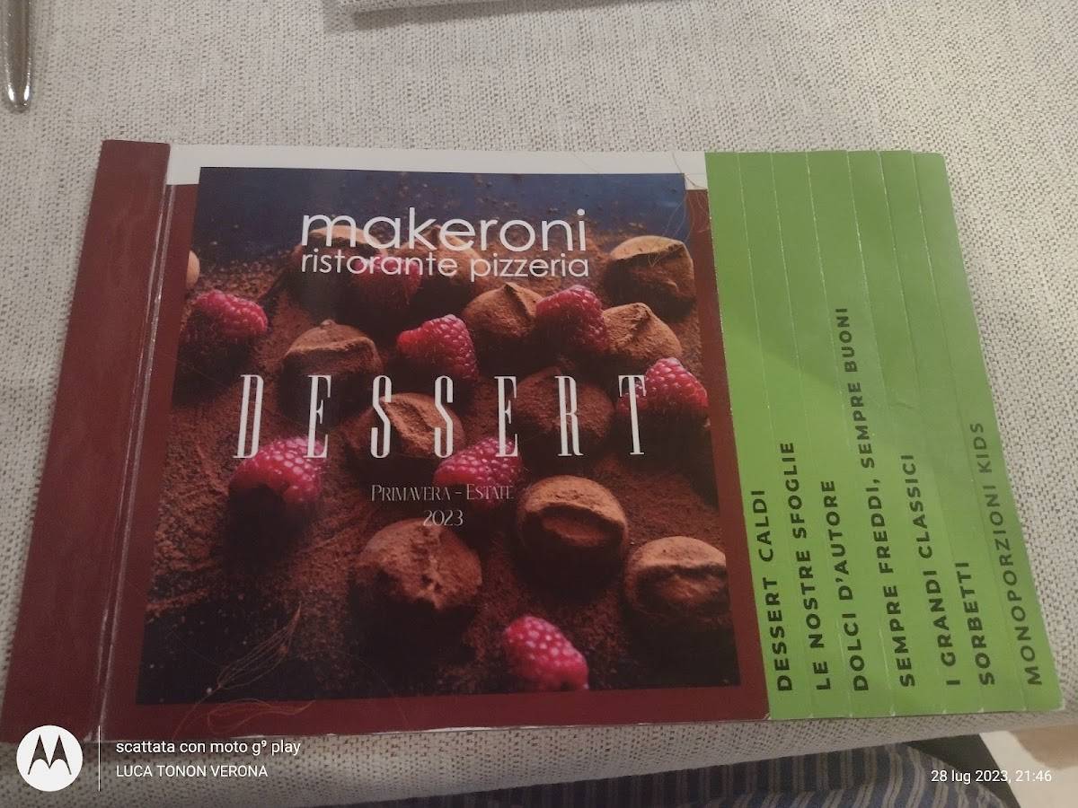 Menu di Makeroni Ristorante Pizzeria 