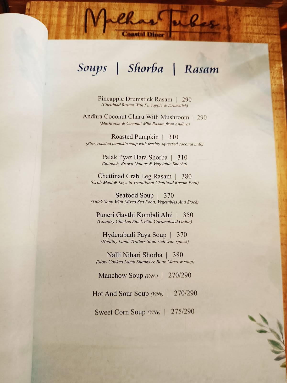 Malhar Tribes Restaurant Bar menu