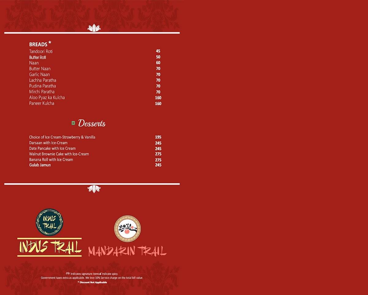 Mandarin Trail menu