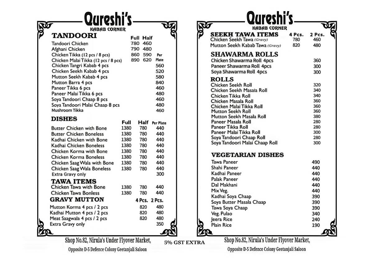 Maqbul Qureshi's Kabab Corner menu