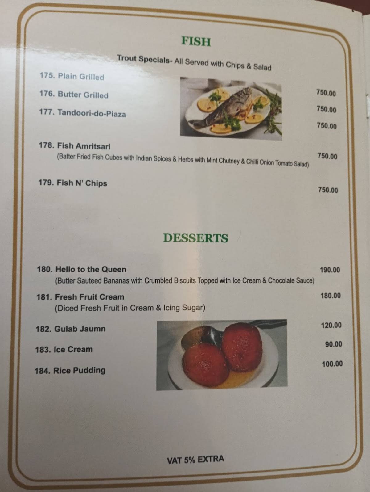 Mayur Restaurant menu