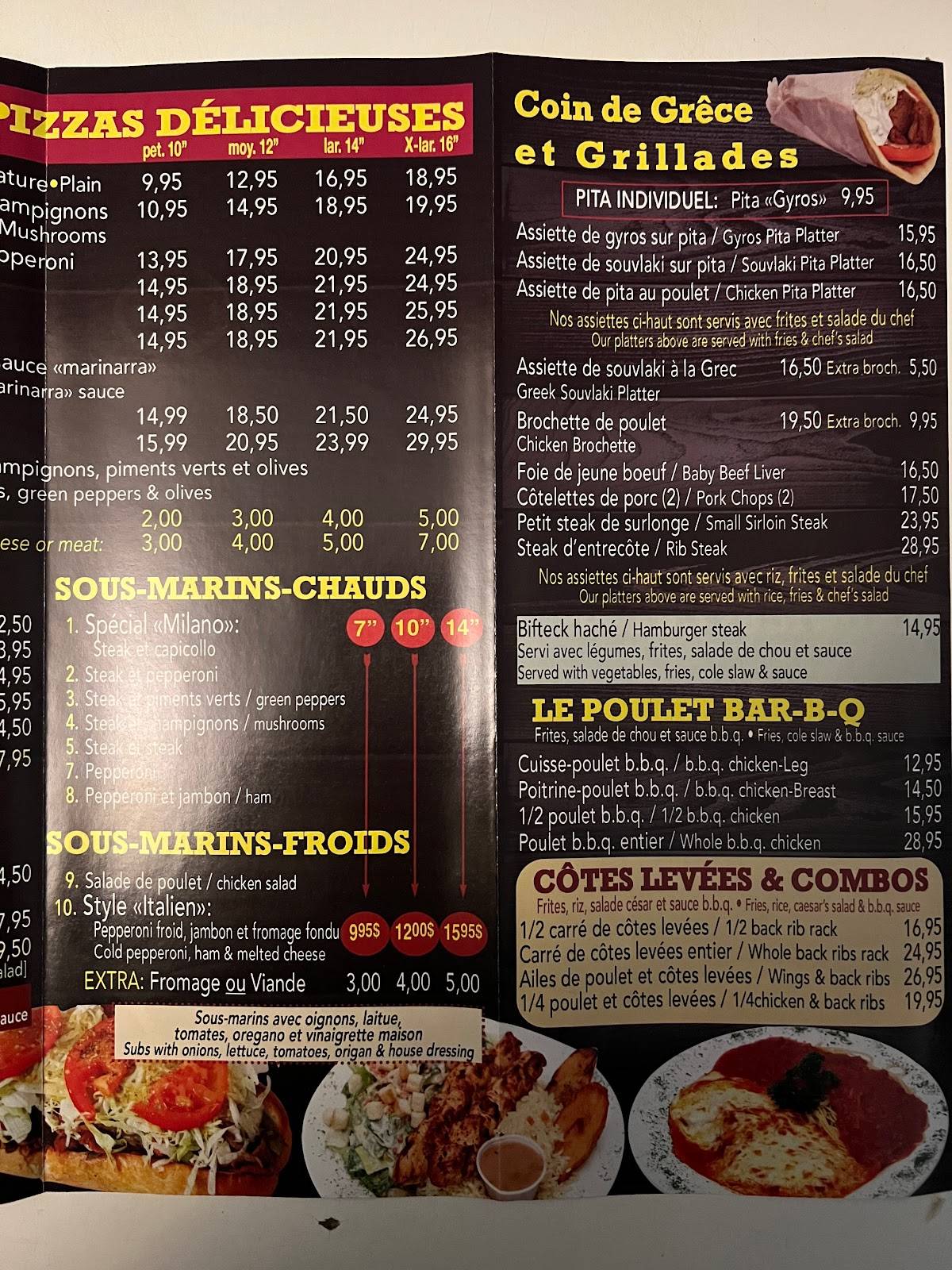 Menu de Milano Restaurant