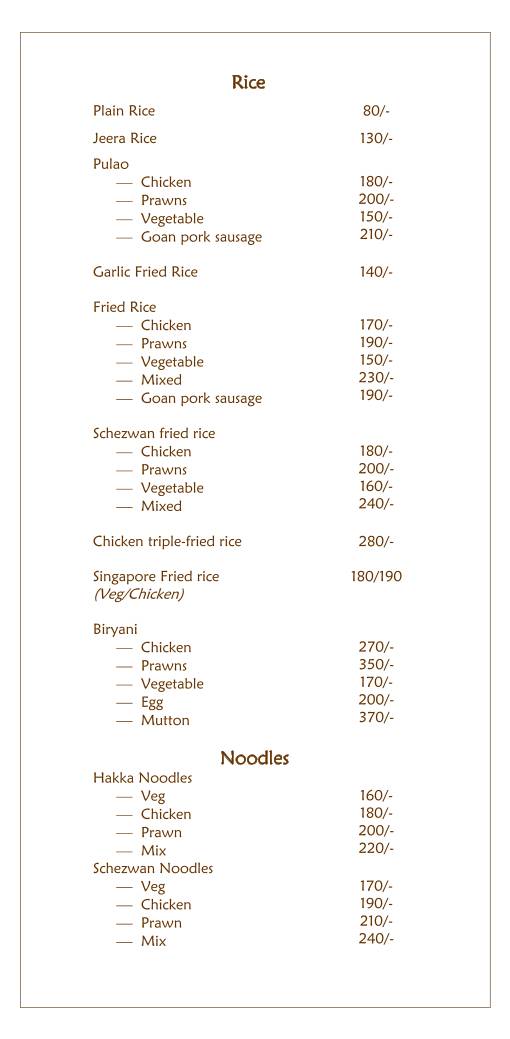 Misha's Hut menu