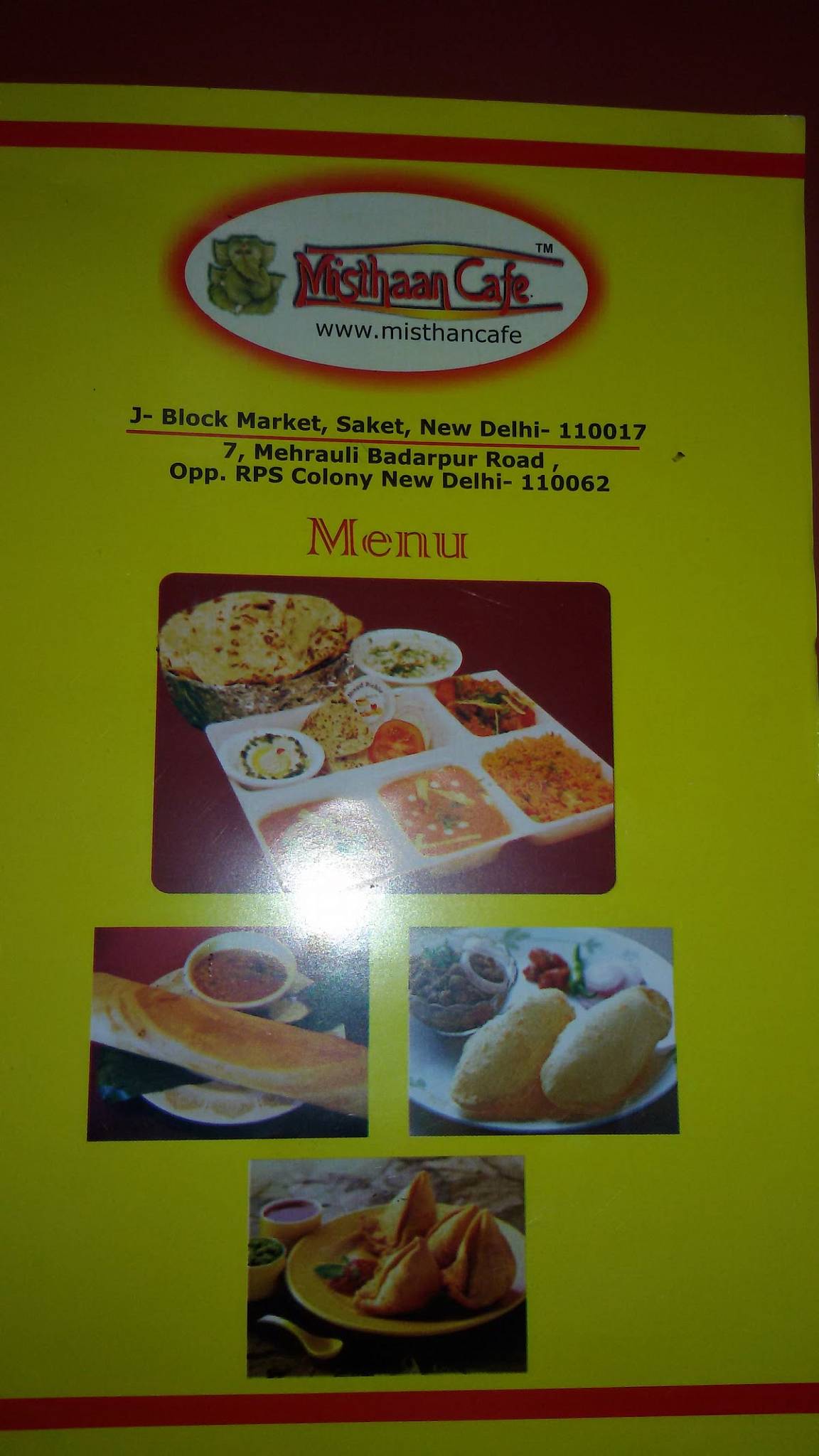 Misthaan Cafe menu