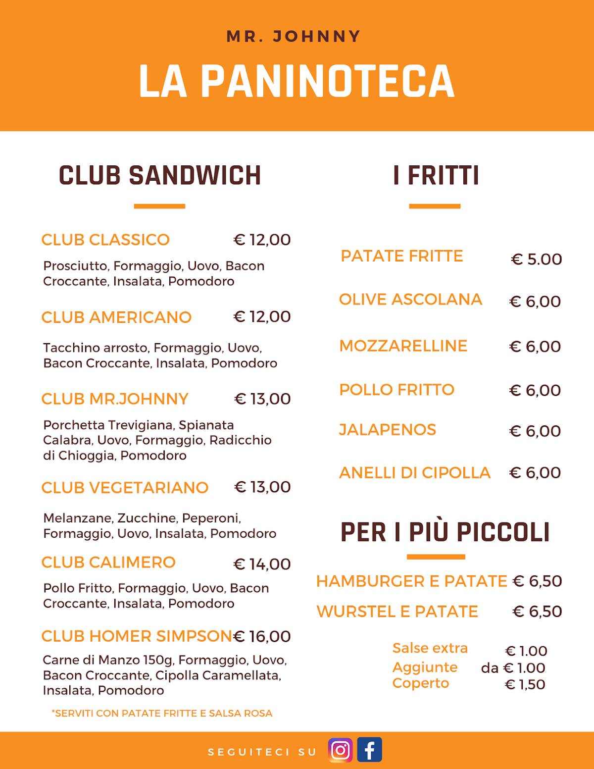 Menu di Pizzeria Mr. Johnny 