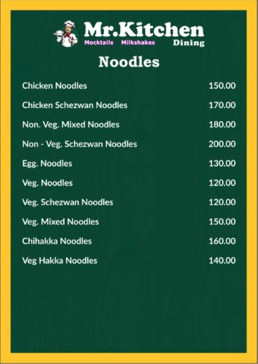Mr.Kitchen Dining menu