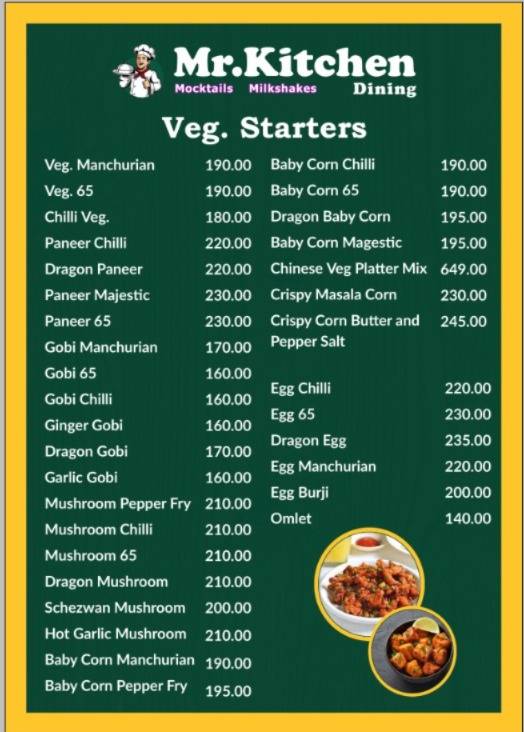 Mr.Kitchen Dining menu