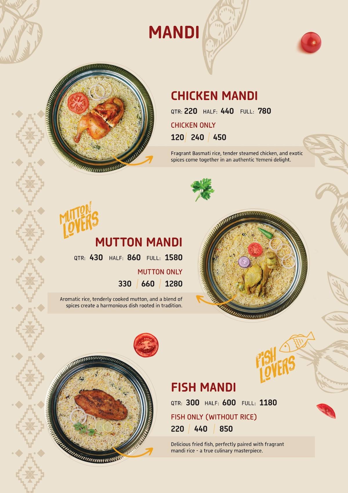 Nahdi Mandi Restaurant menu